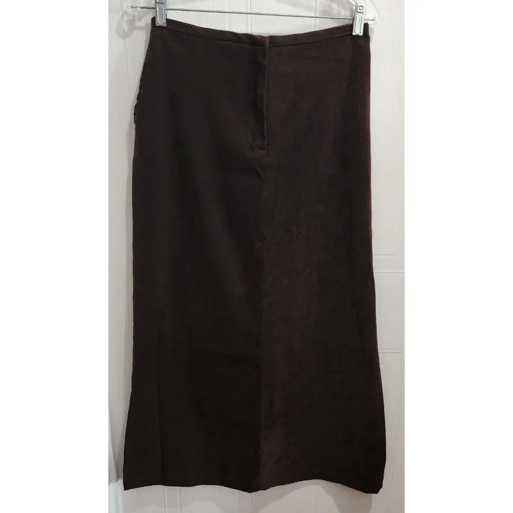 IVY Women's Long Stretch Maxi Pencil Skirt Suede Brown Retro 90's Goth Size 8 - Picture 1 of 10